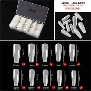 Kulis - Natural Nail Extension Tips - Long Coffin - 10N