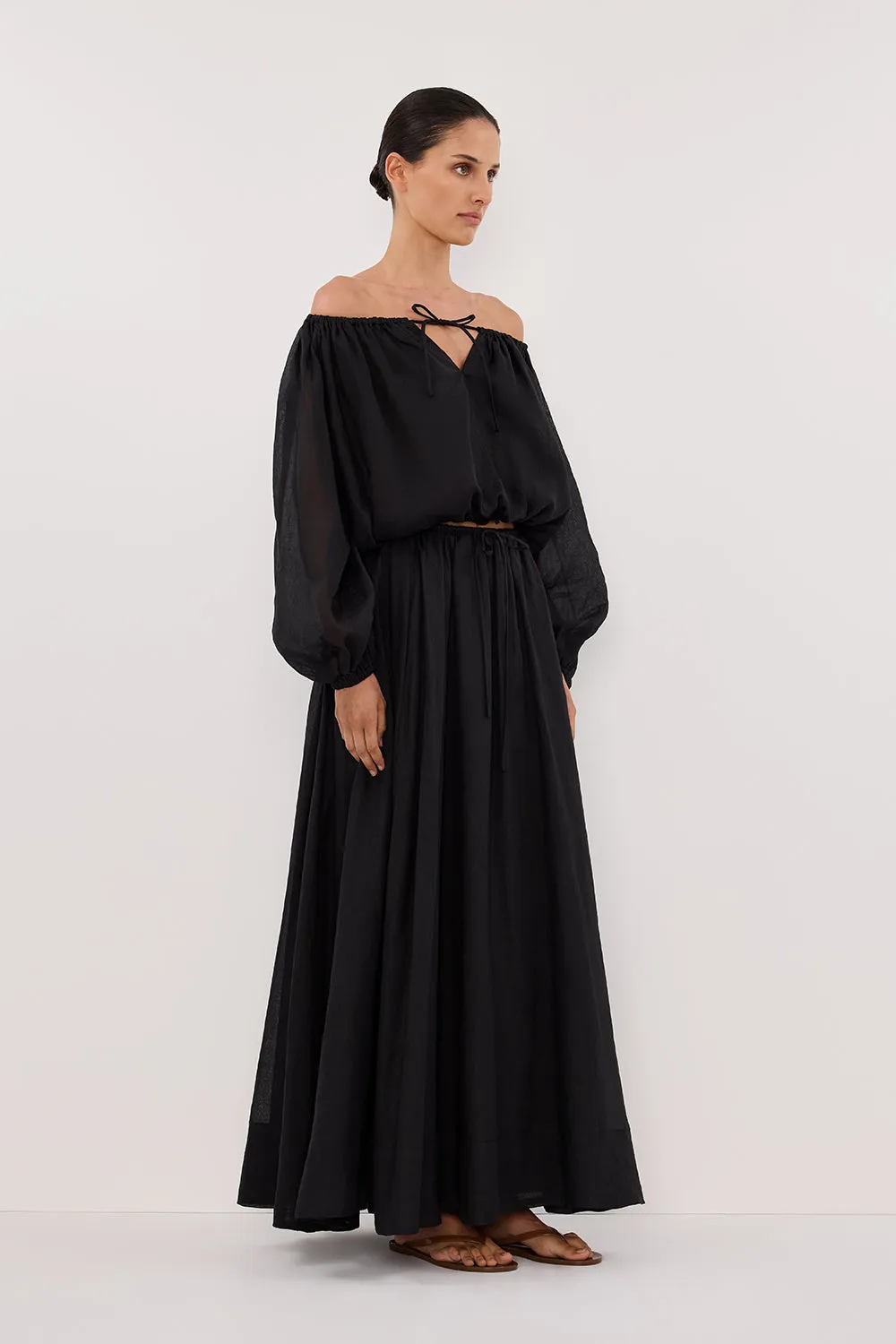 LAYNE BLACK RAMIE MAXI SKIRT