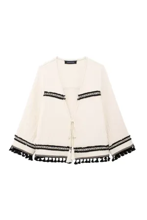 ‘Leah’ Tassel Trim Jacket Coat