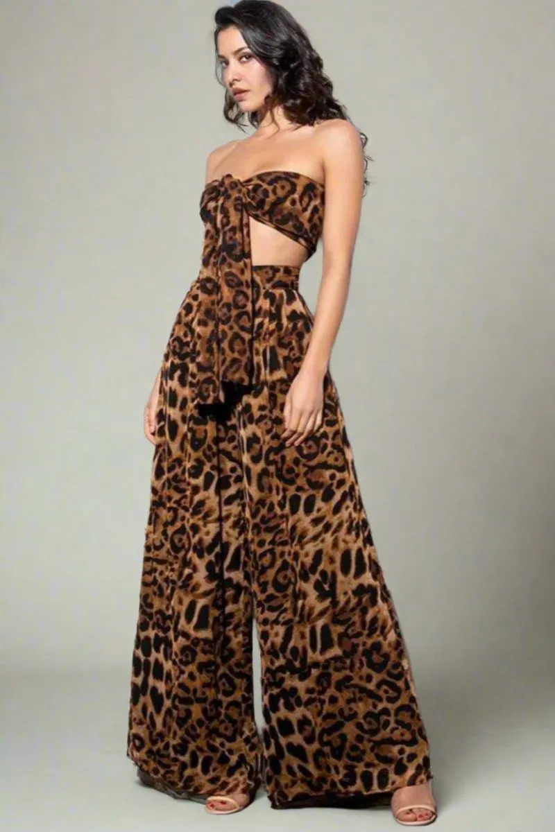 Leopard Print Two Piece Pants Set