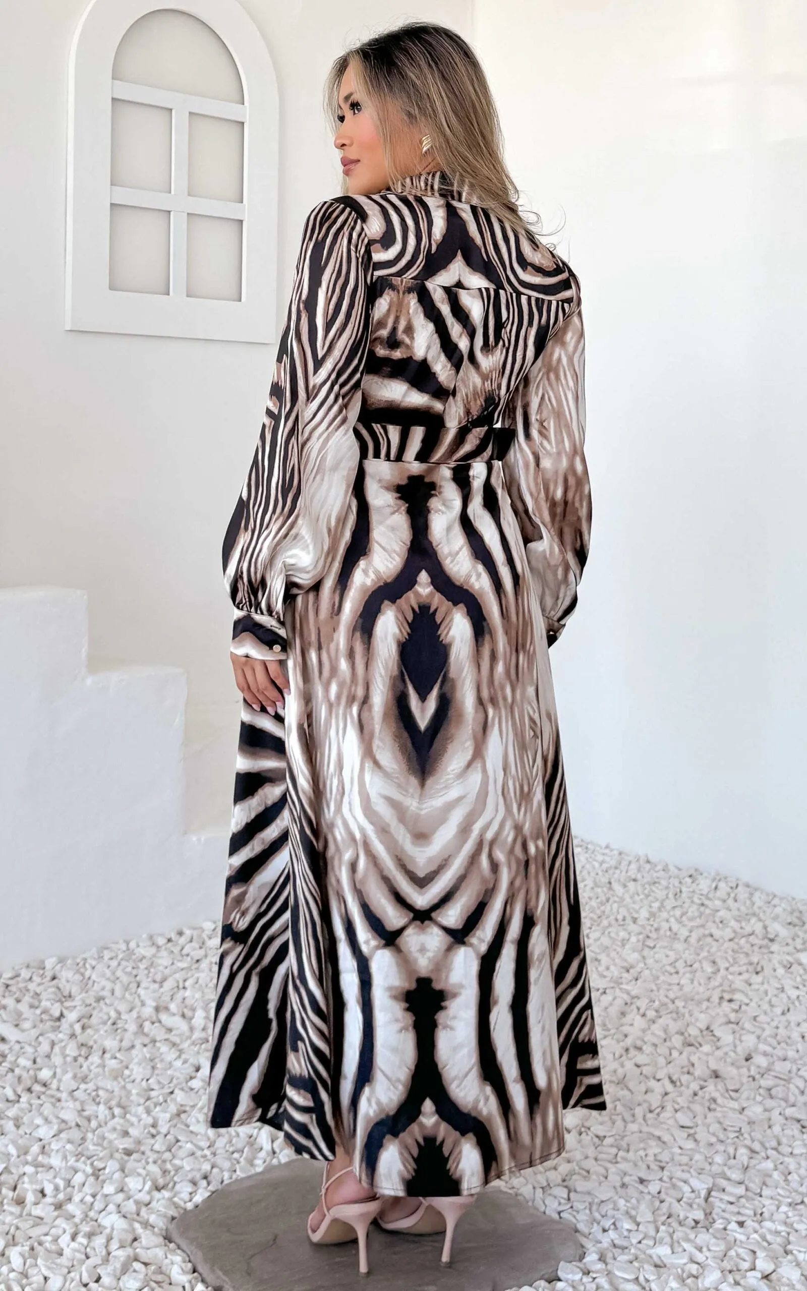 Leorri Maxi Dress - Mocha Zebra Print