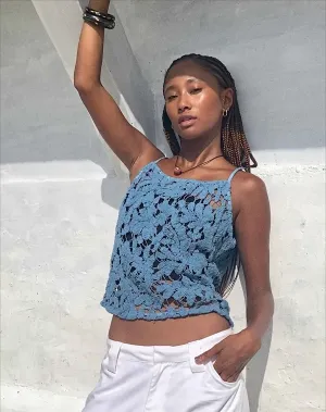 Limu Crochet Top in Moonlight Blue