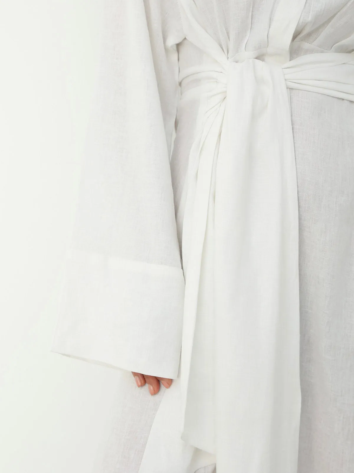 Linen Wrap Dress - White