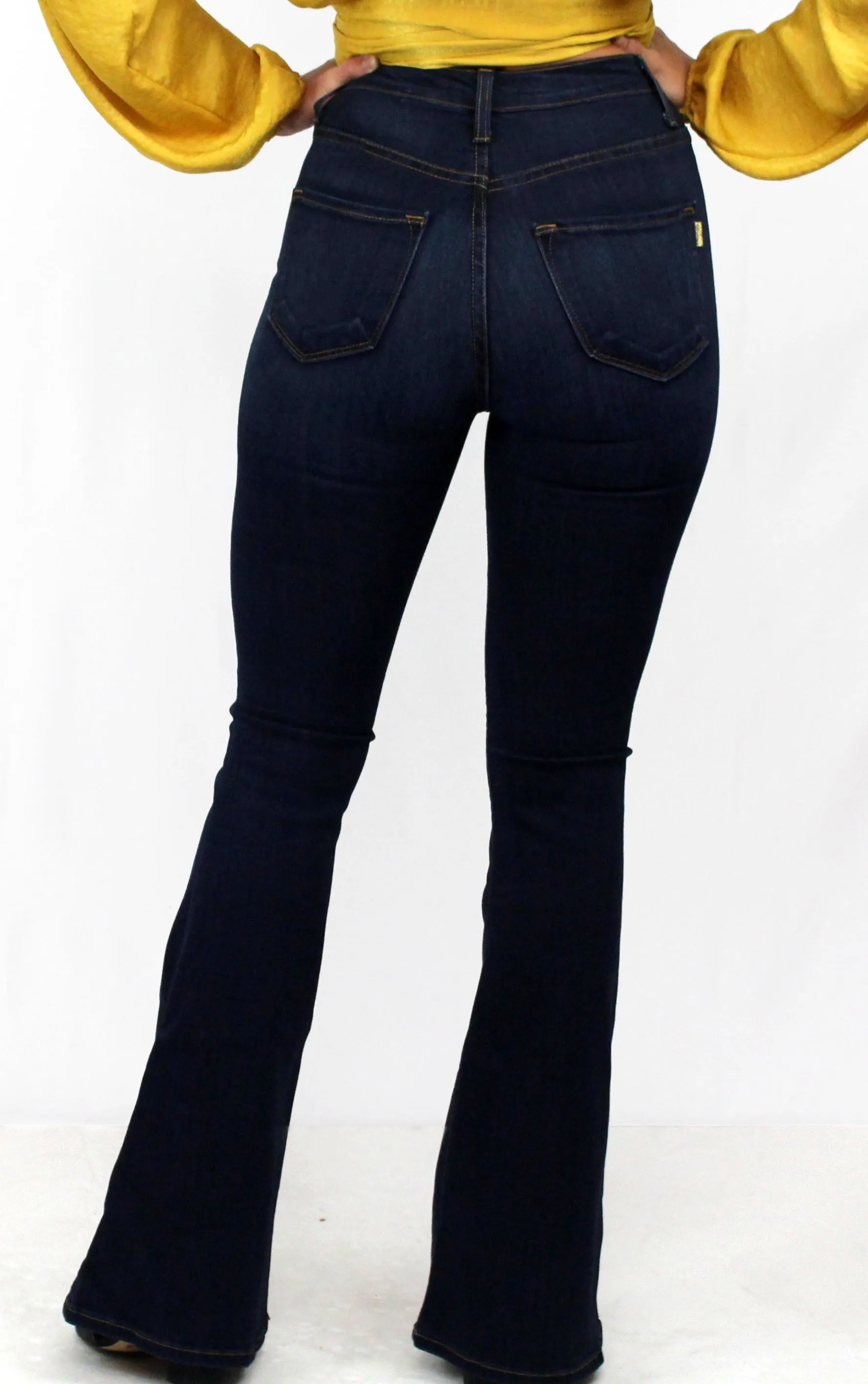 Love Dark Wash High-Waisted Flare Bottom Jeans