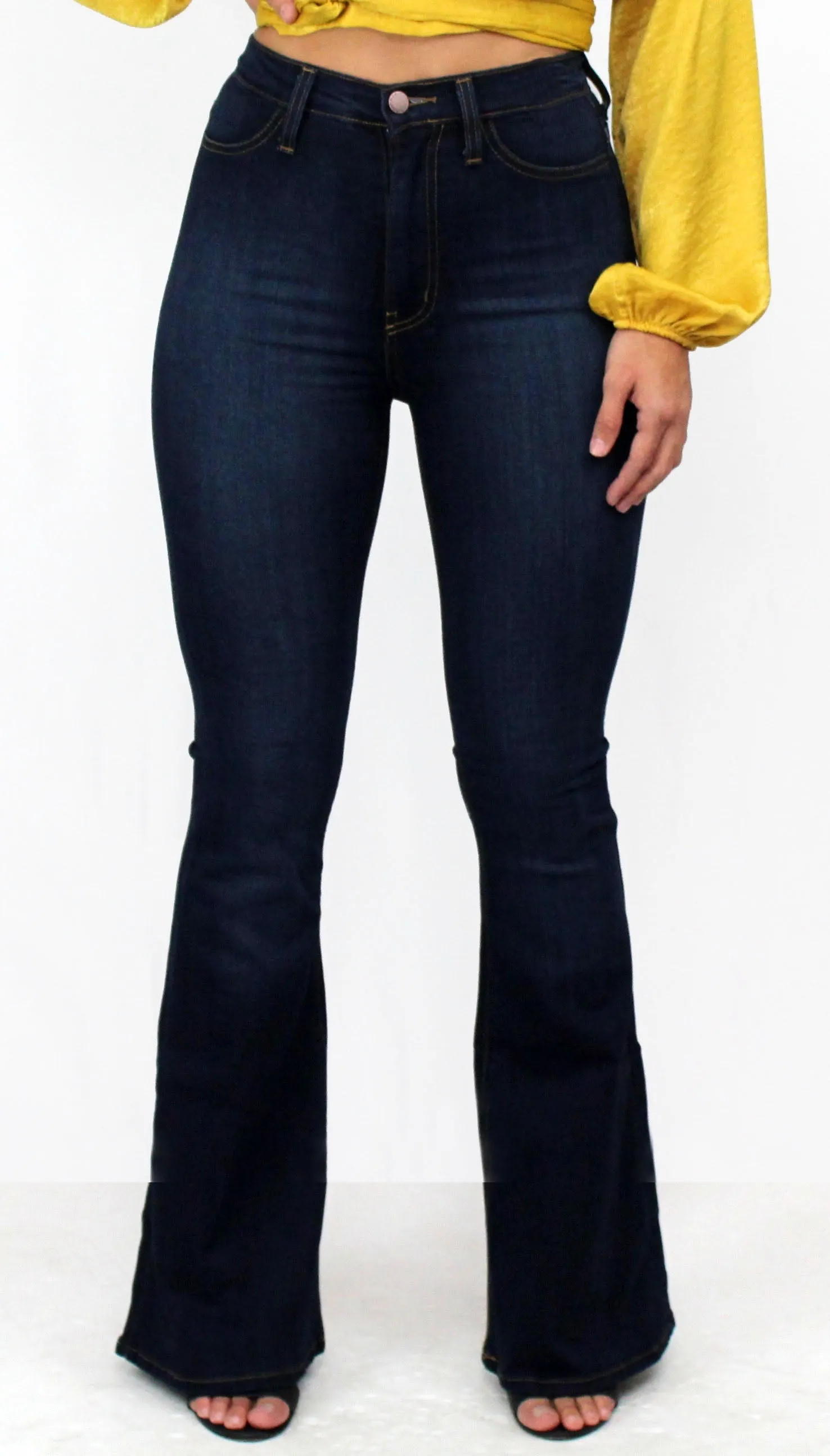 Love Dark Wash High-Waisted Flare Bottom Jeans