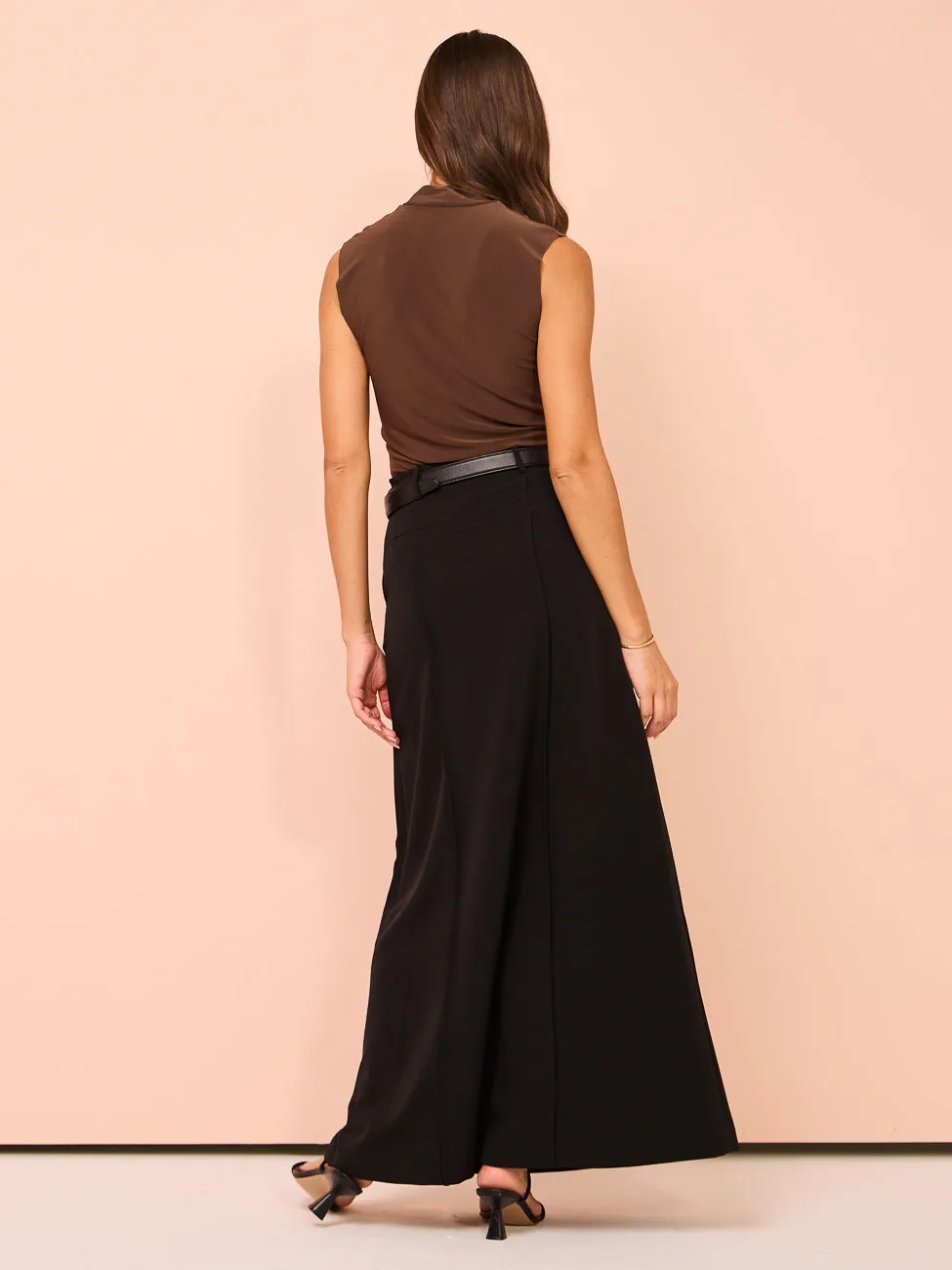 Maison Essentiele Pintuck Maxi Skirt in Black