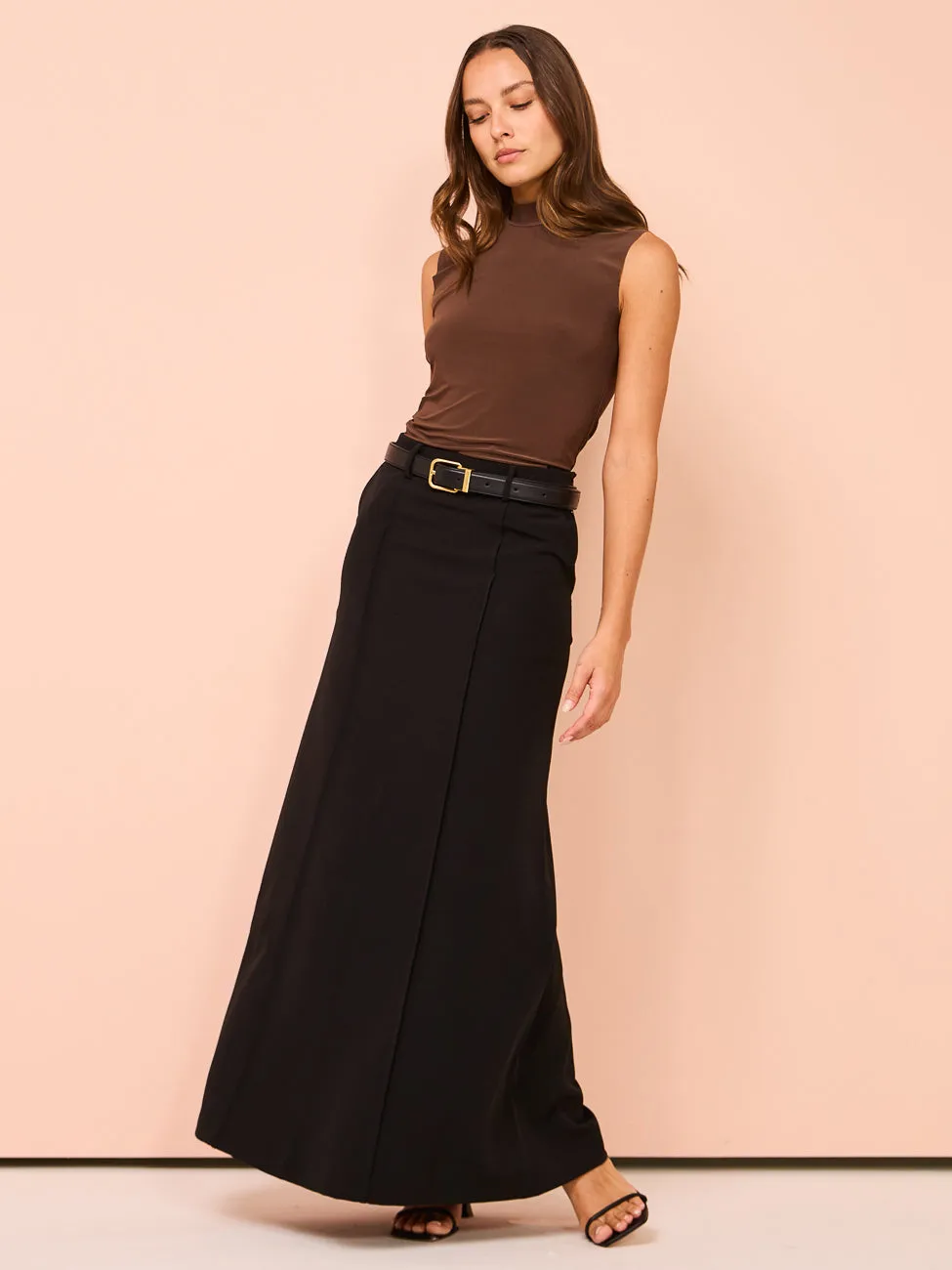 Maison Essentiele Pintuck Maxi Skirt in Black