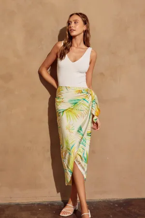 Mallorca Tie Satin Midi Skirt