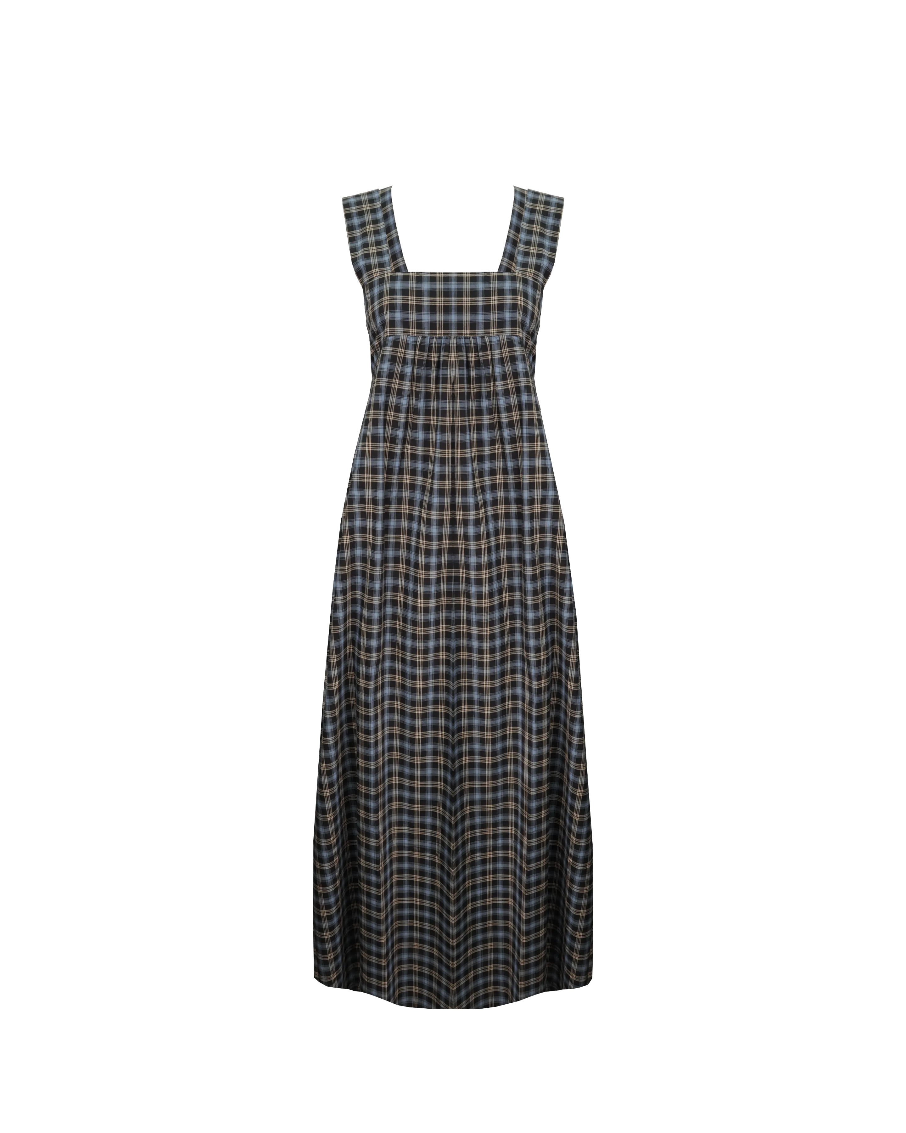 MARGIE TIE-BACK MAXI DRESS BLACK TARTAN