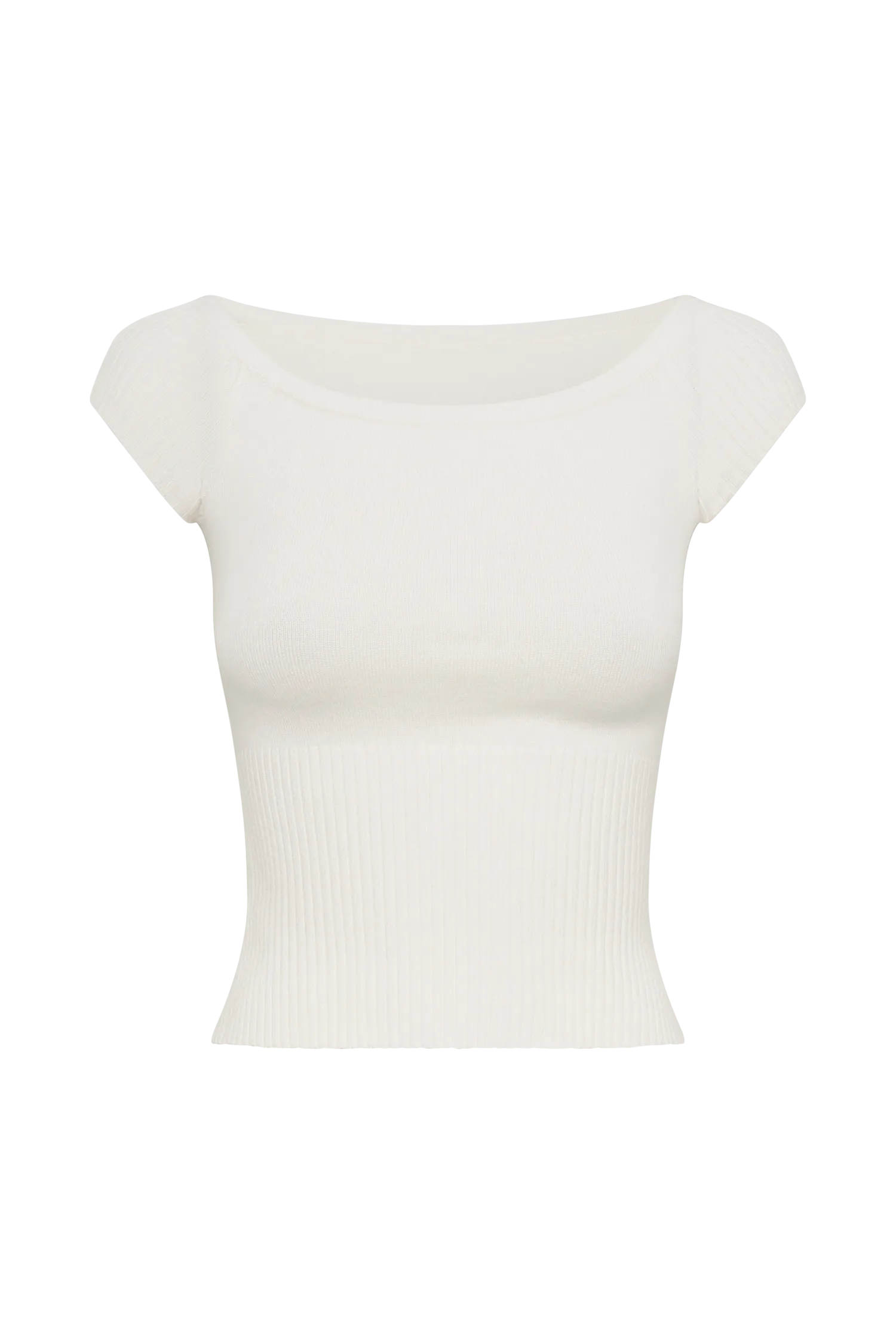 Mathilde Ribbed Knit Off Shoulder Top - Ivory