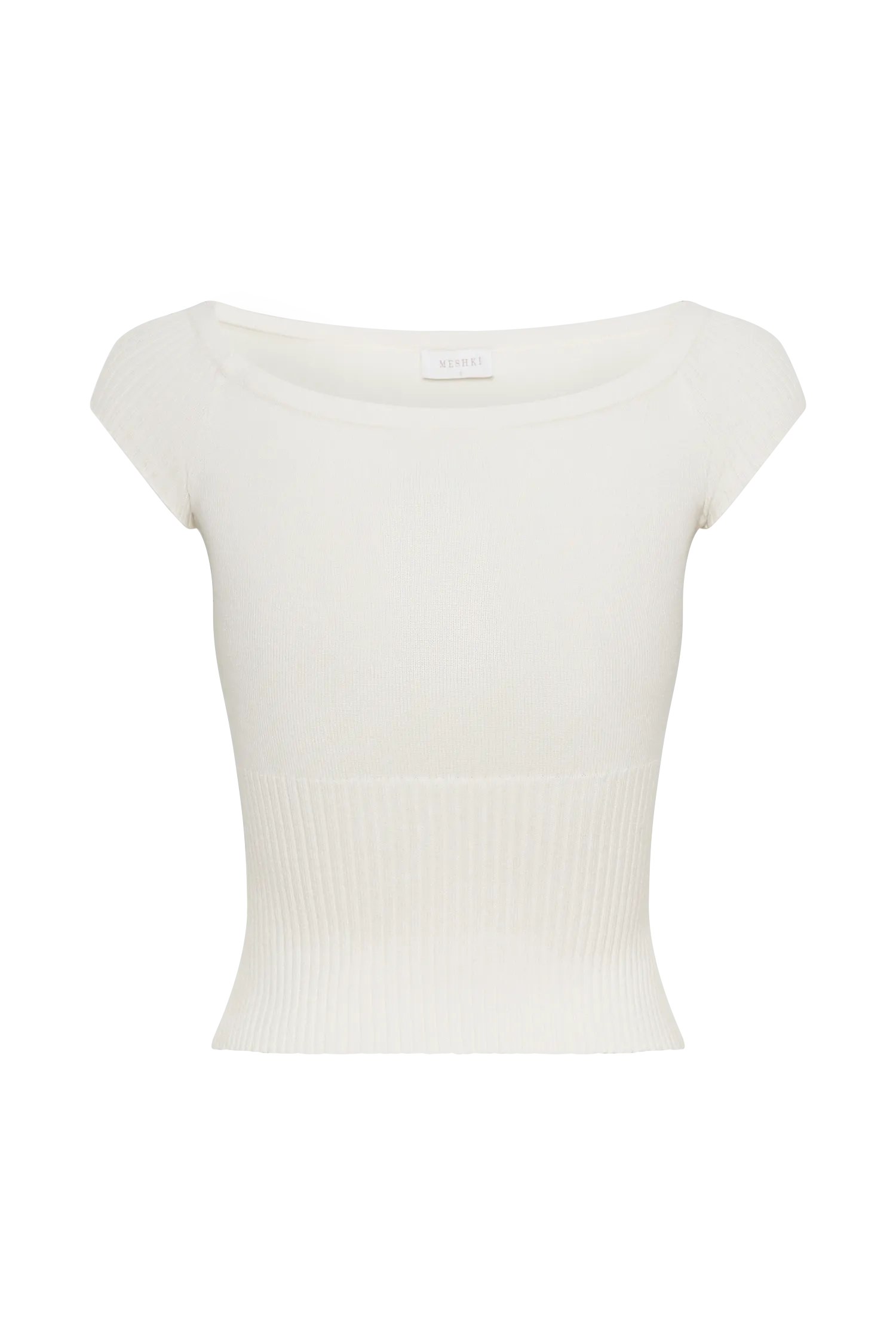 Mathilde Ribbed Knit Off Shoulder Top - Ivory