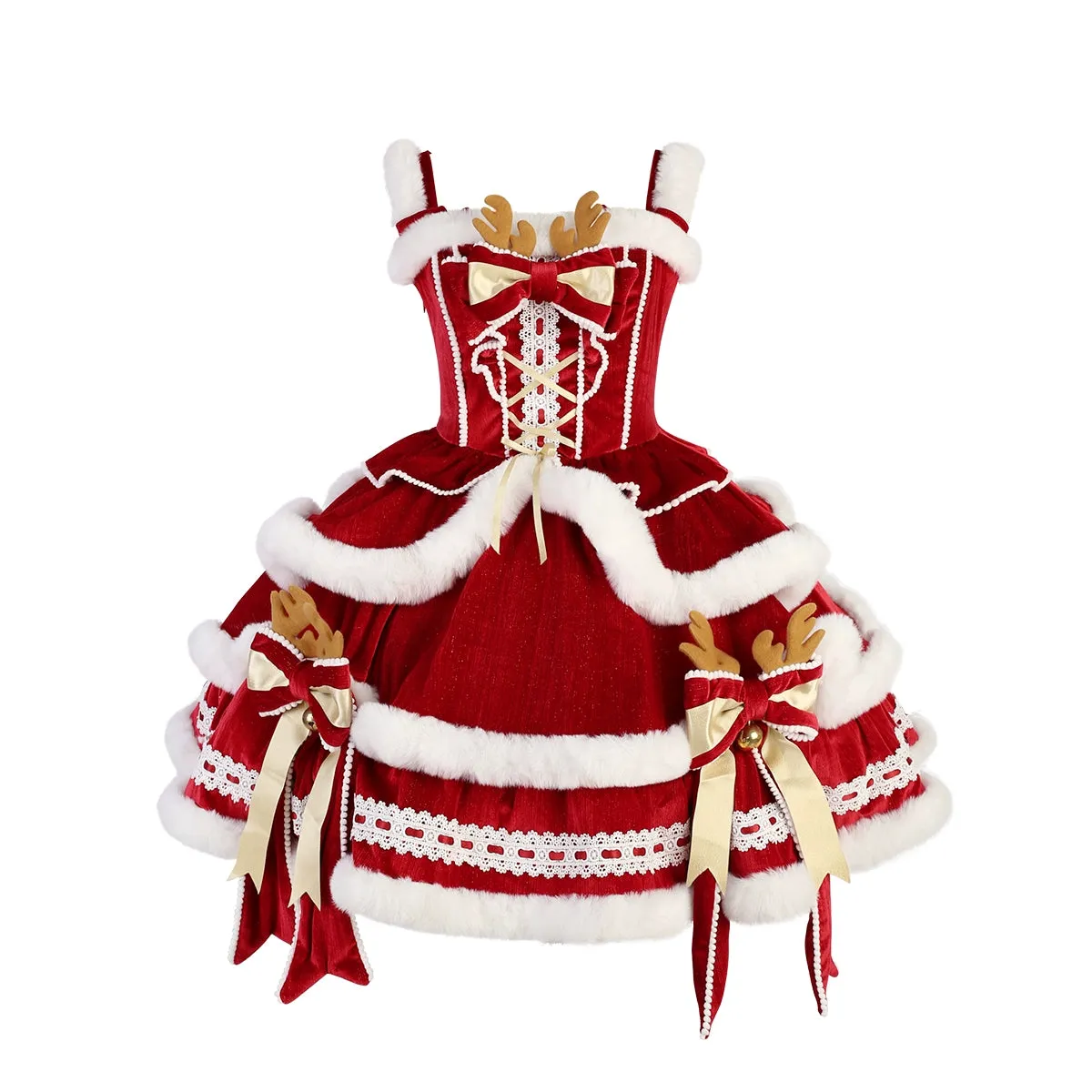 Matutu~Sweet Lolita JSK Suit Christmas Lolita Cape and Dress