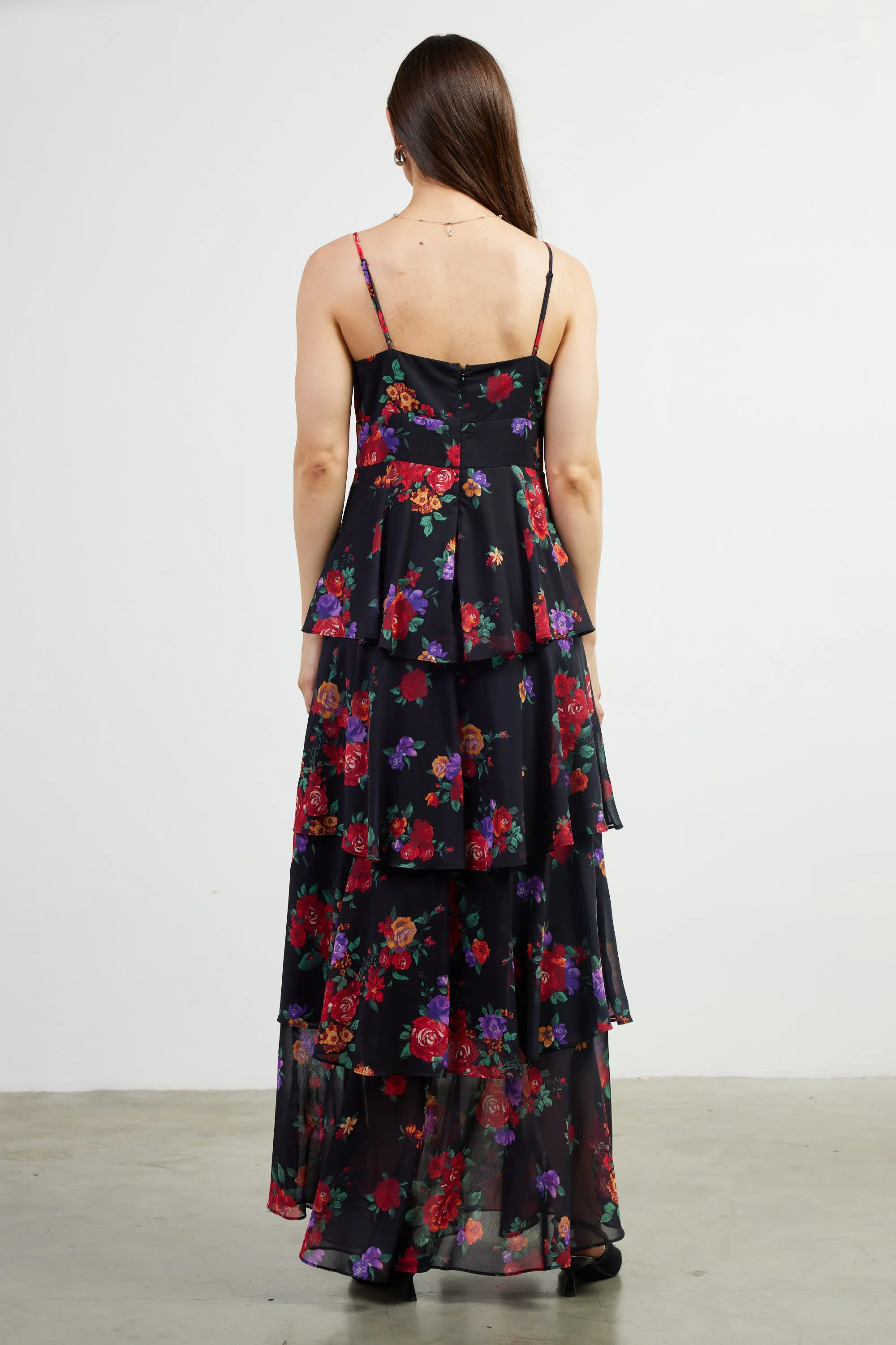 Mel Floral Print Tiered Maxi Dress