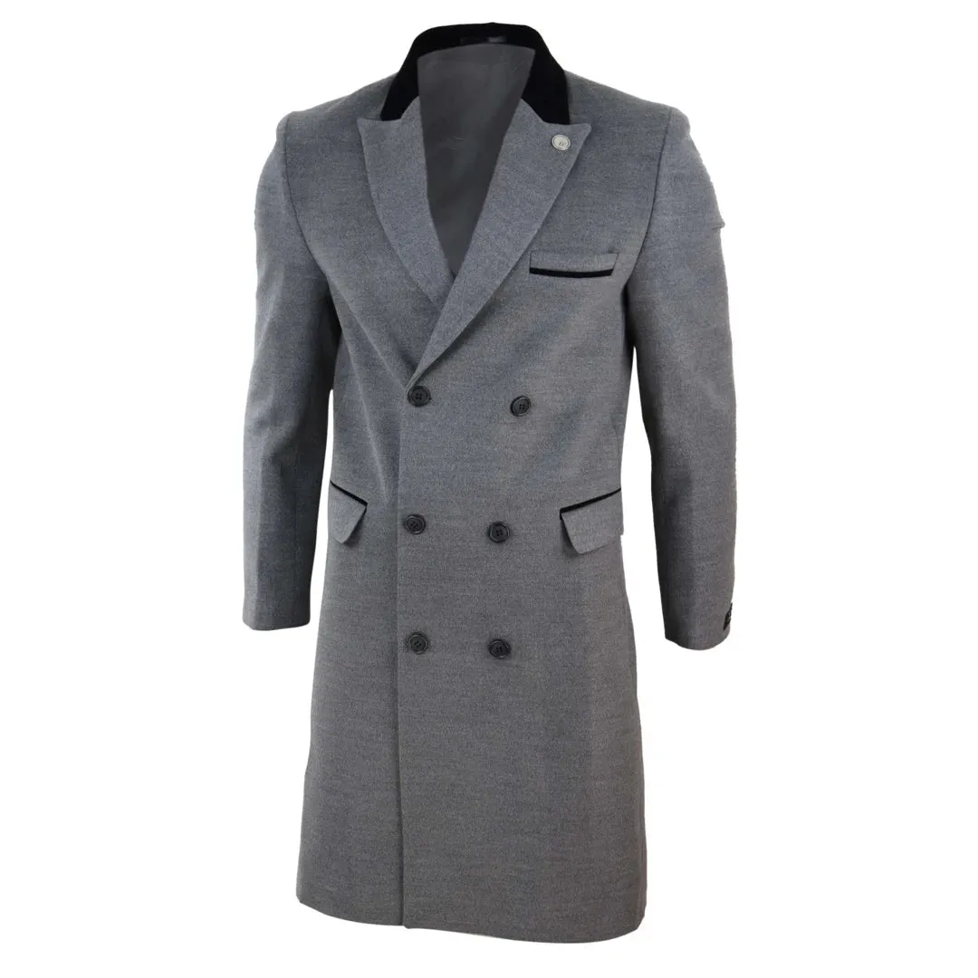 Men's 3/4 Long Double Breasted Overcoat Jacket Wool Coat Peaky Blinders