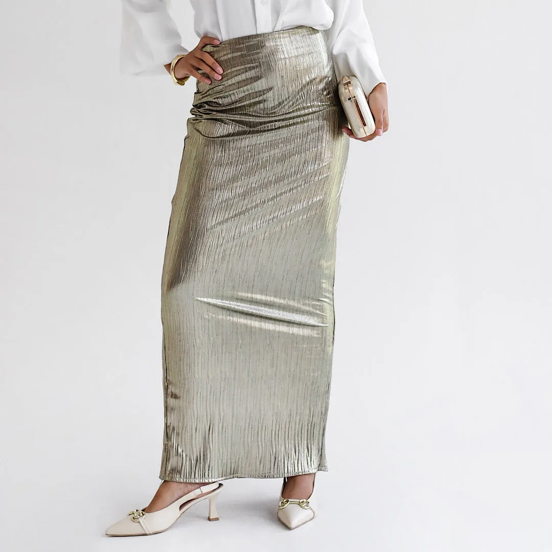 Metallic maxi skirt