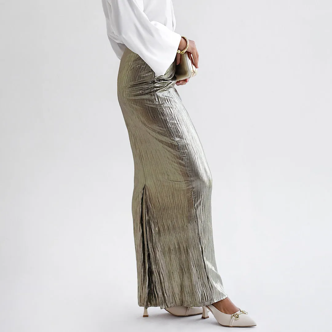 Metallic maxi skirt