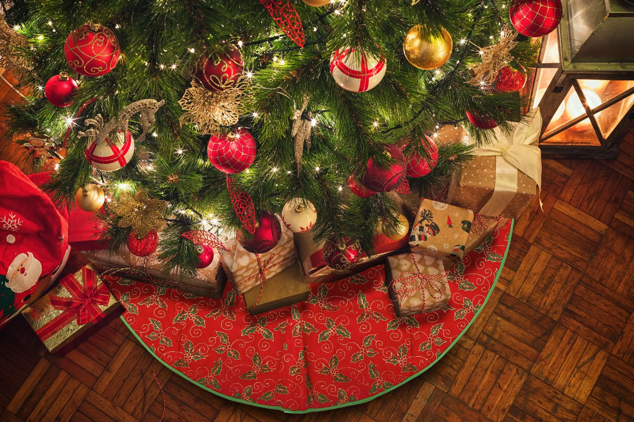 Mistletoe Glitter 80cm Tree Skirt Green & Red