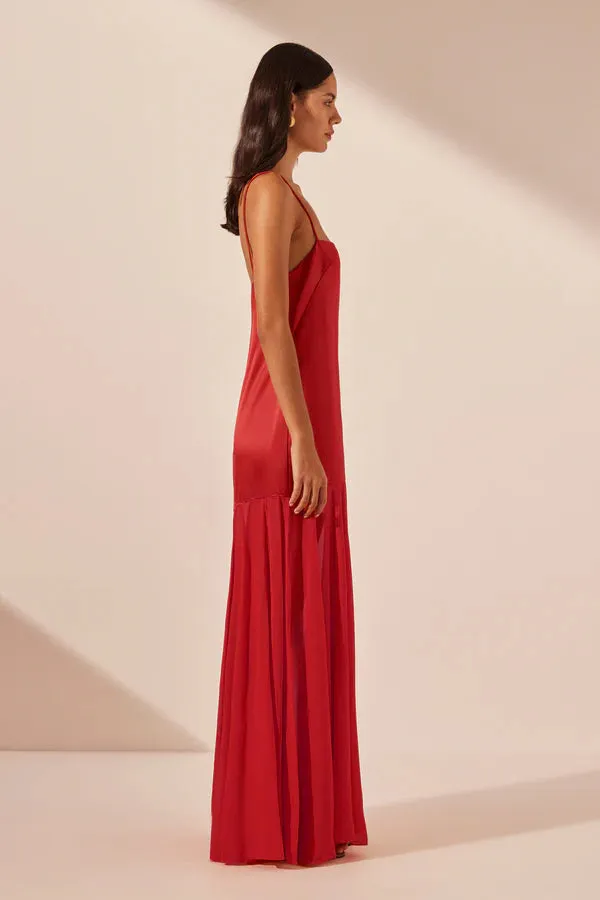 Moraya Dropped Waist Maxi Dress - Chilli