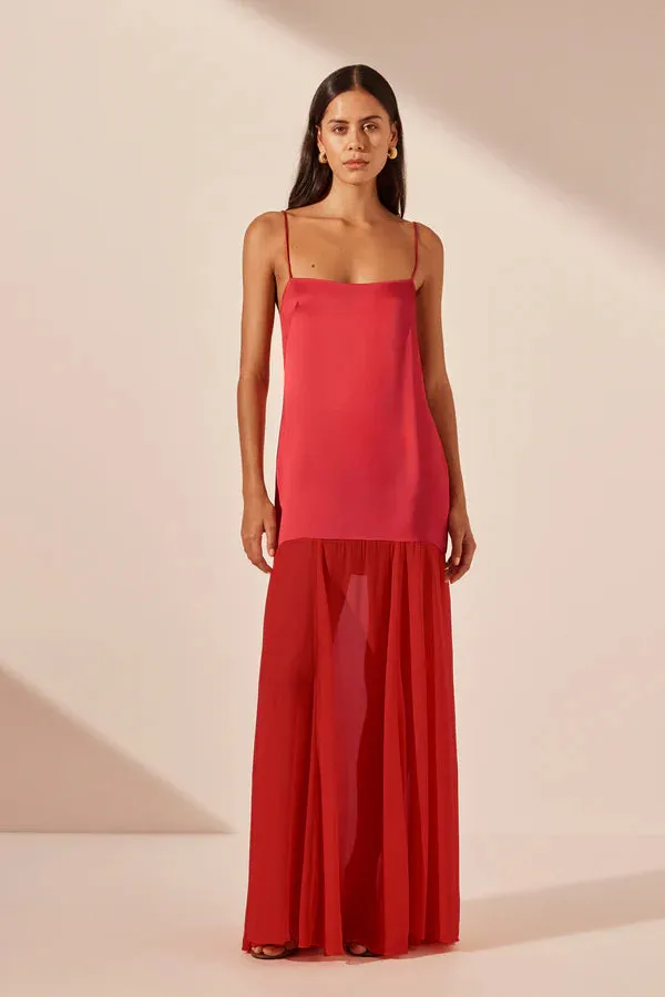 Moraya Dropped Waist Maxi Dress - Chilli