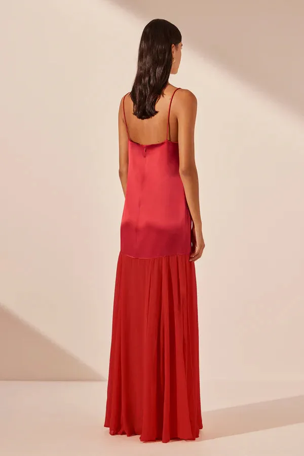 Moraya Dropped Waist Maxi Dress - Chilli