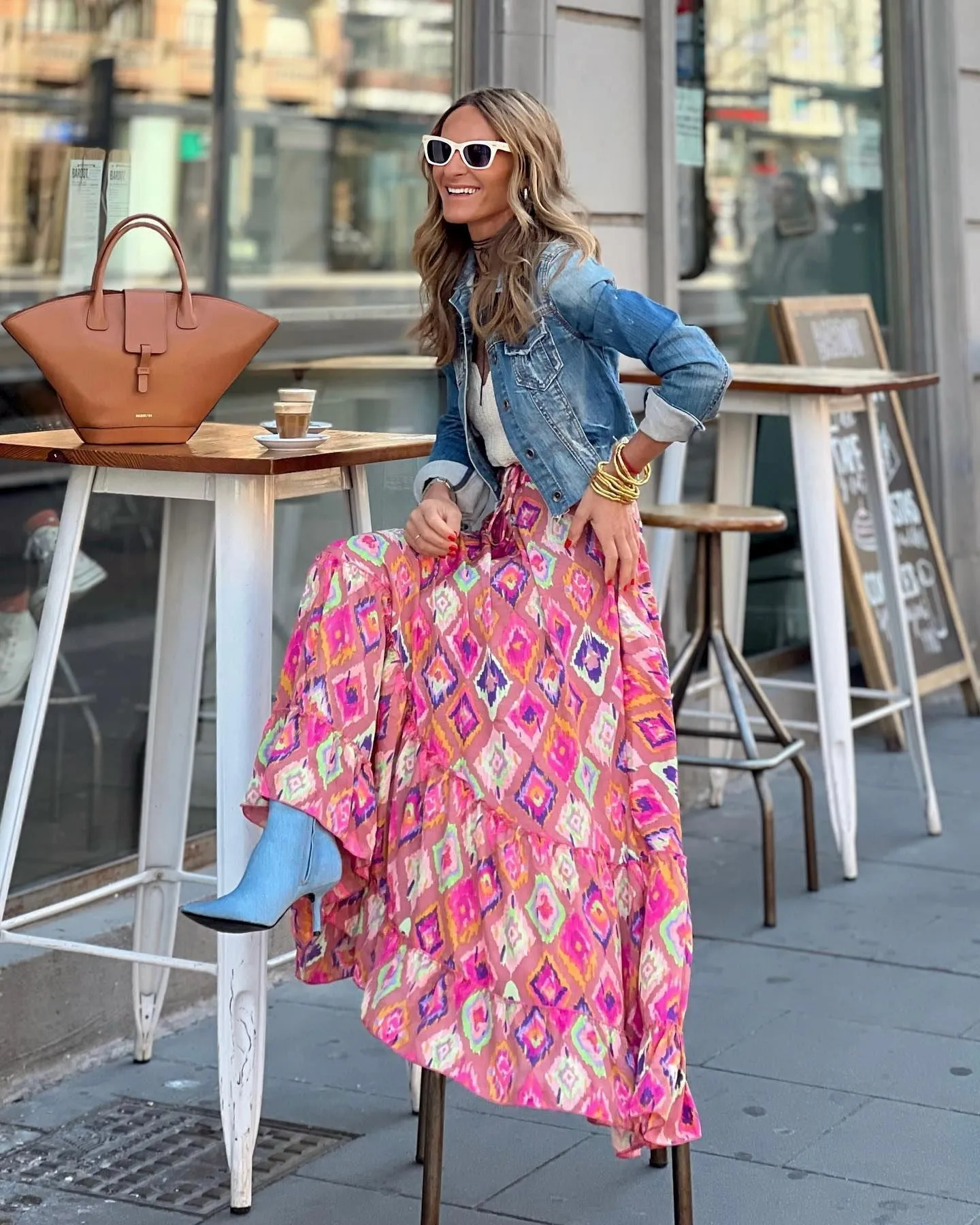 Multicolor Geometric Print Maxi Skirt