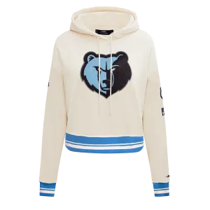 NBA MEMPHIS GRIZZLIES RETRO CLASSIC WOMEN'S RIB CROPPED PO HOODIE (EGGSHELL/UNIVERSITY BLUE)