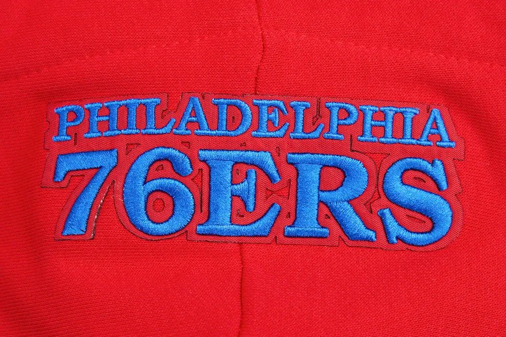 NBA PHILADELPHIA 76ers SCRIPT TAIL WOMEN'S RIB FLC CROPPED PO HOODIE (RED)