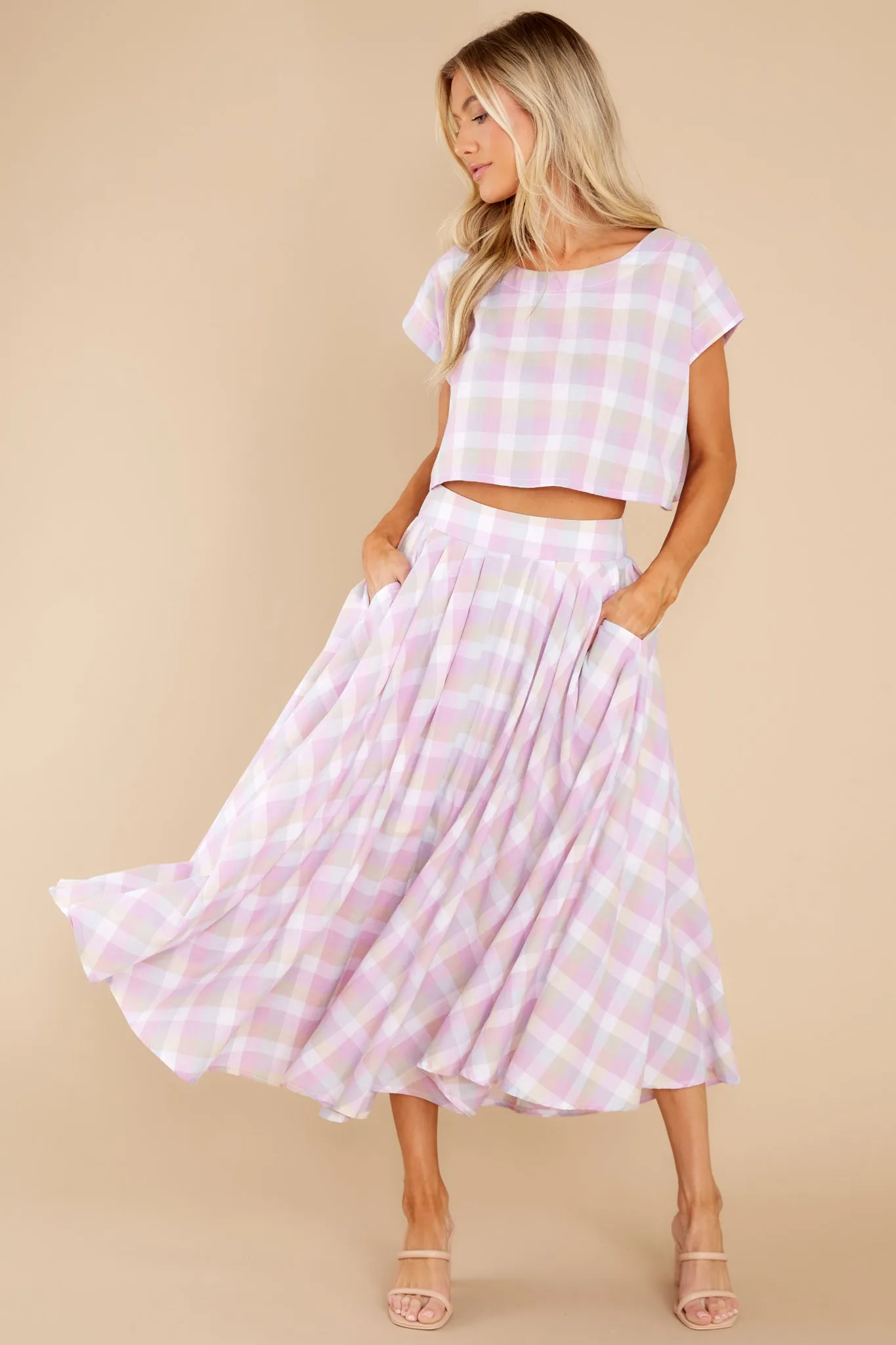 New Blossoms Lavender Plaid Two Piece Set