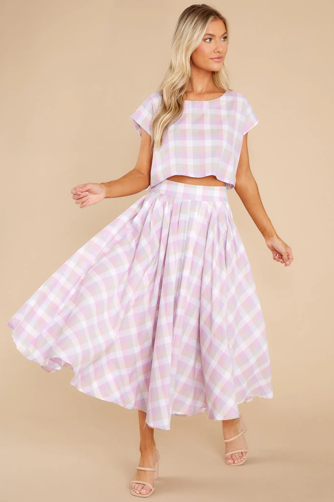 New Blossoms Lavender Plaid Two Piece Set