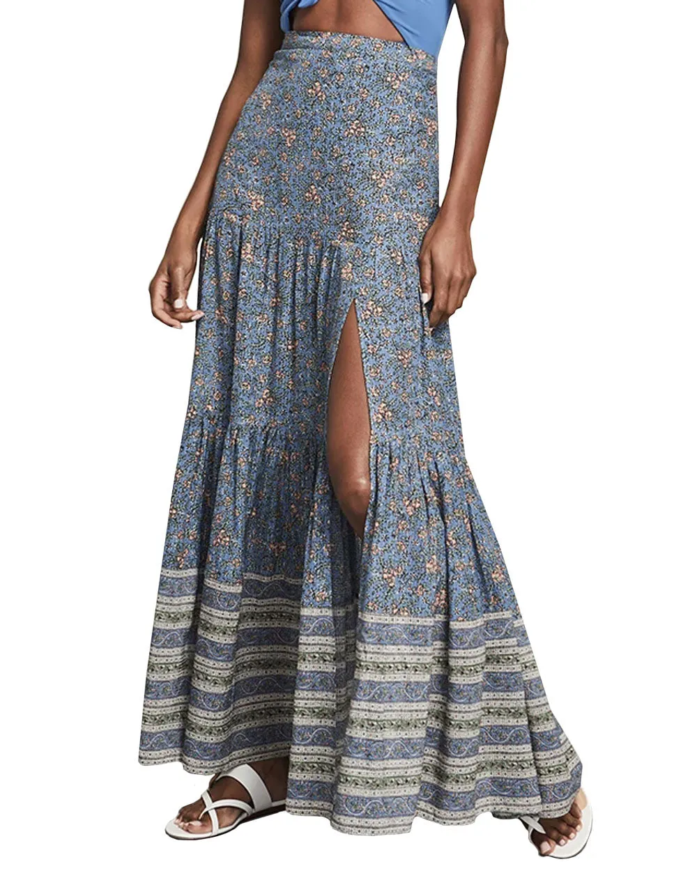 Nottingham Blue Floral Print Serence Maxi Skirt