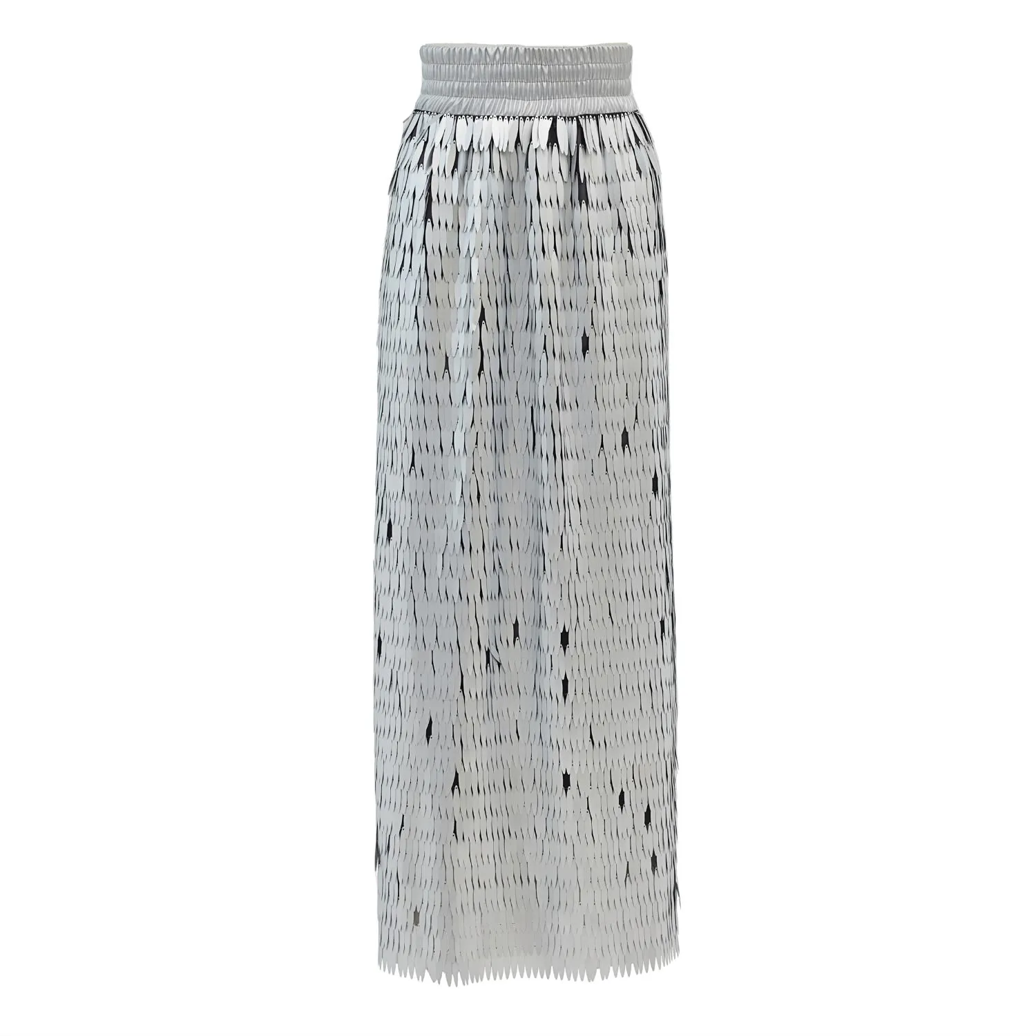 Party Straight Maxi Sequin Skirt Silver