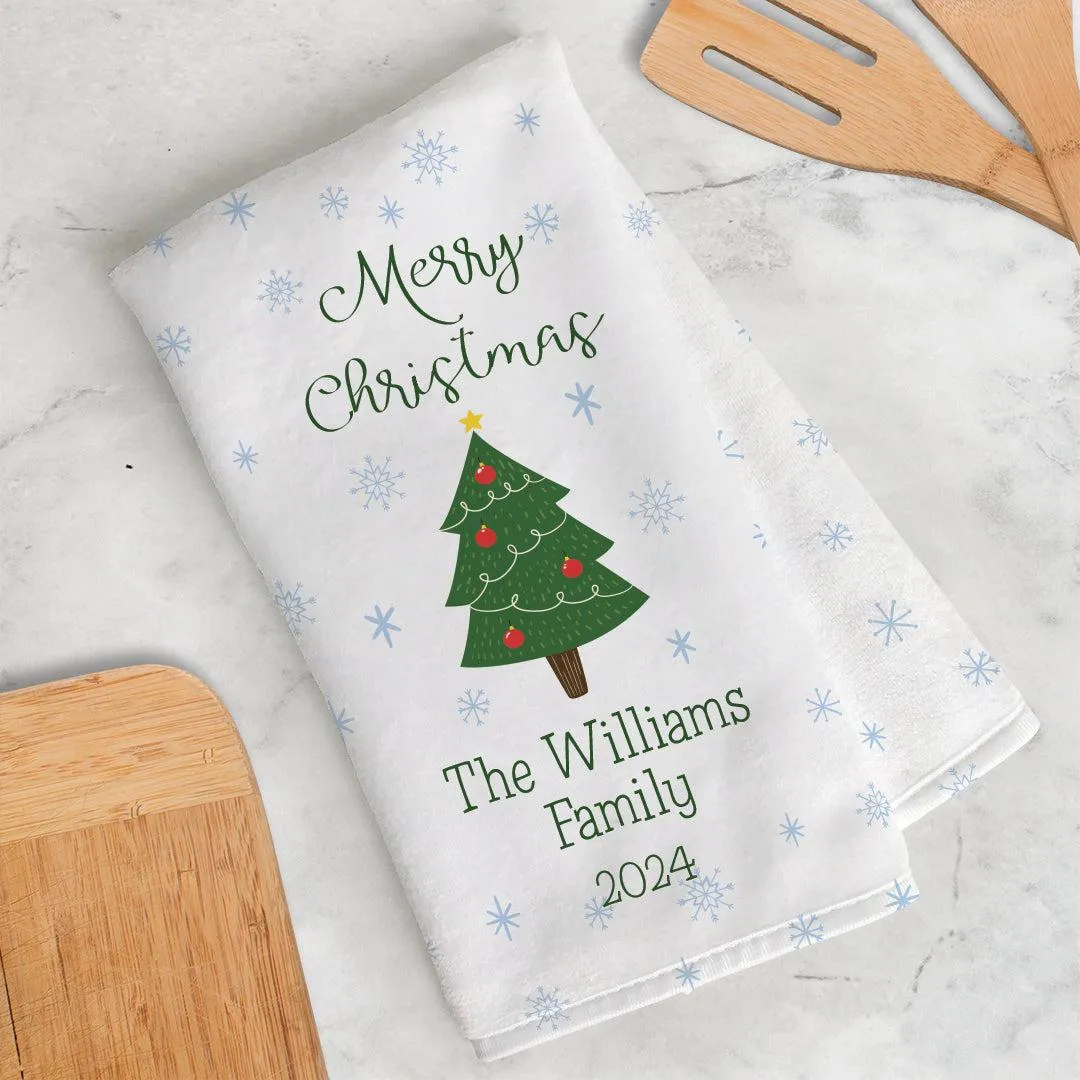 Personalized Family Name Christmas Tree Velour Hand