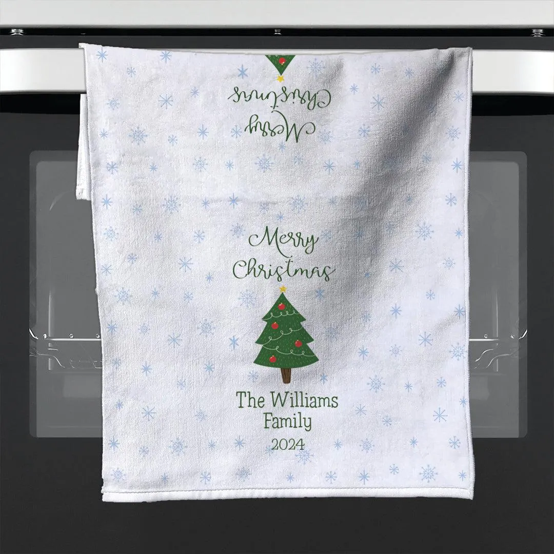 Personalized Family Name Christmas Tree Velour Hand