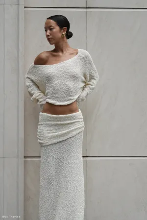 Petra Ruched Knit Maxi Skirt - Ivory