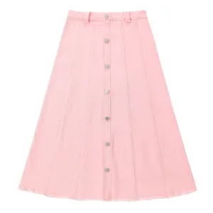 Pink Paneled Maxi Button Skirt