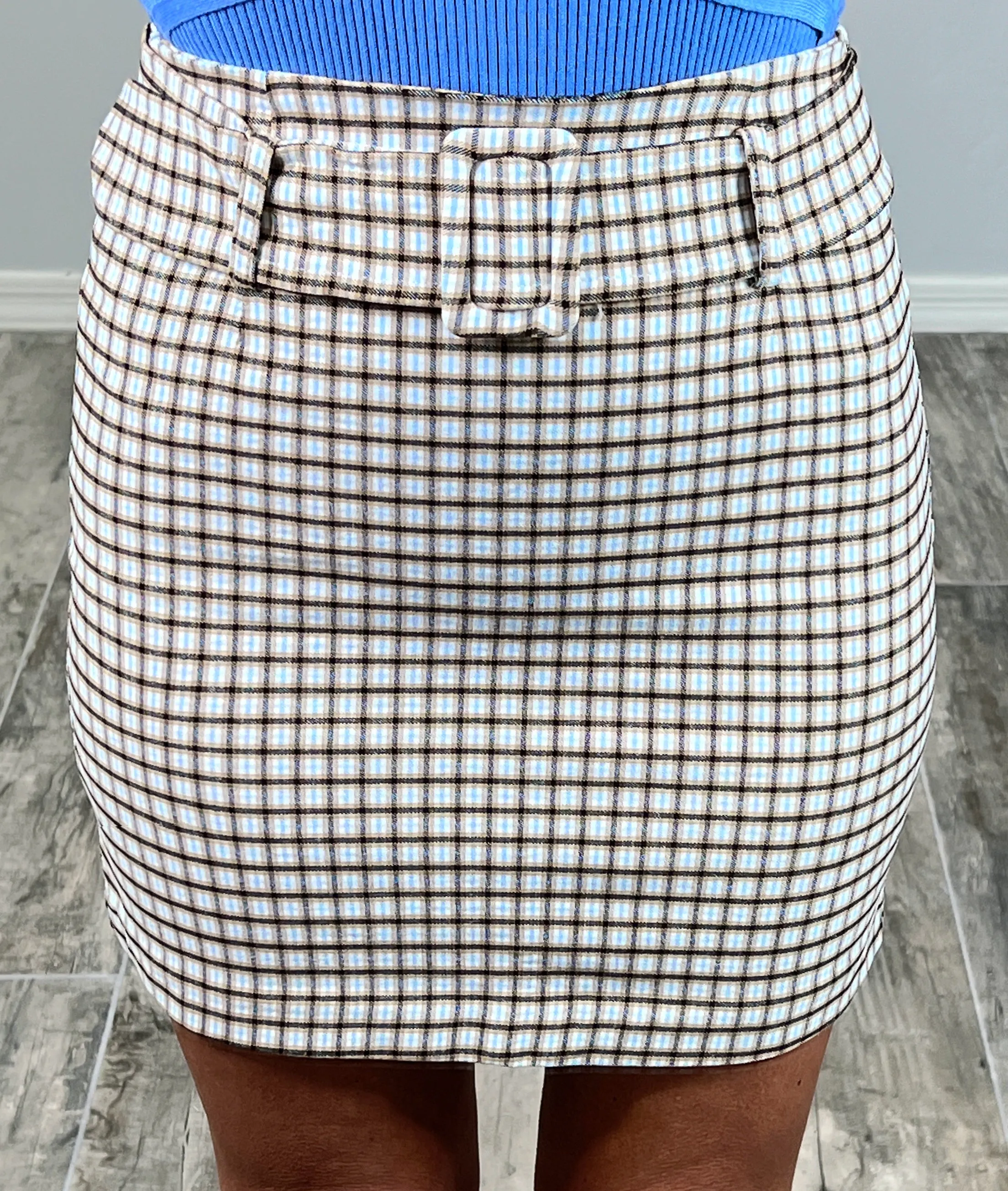 Plaid Belted Skirt