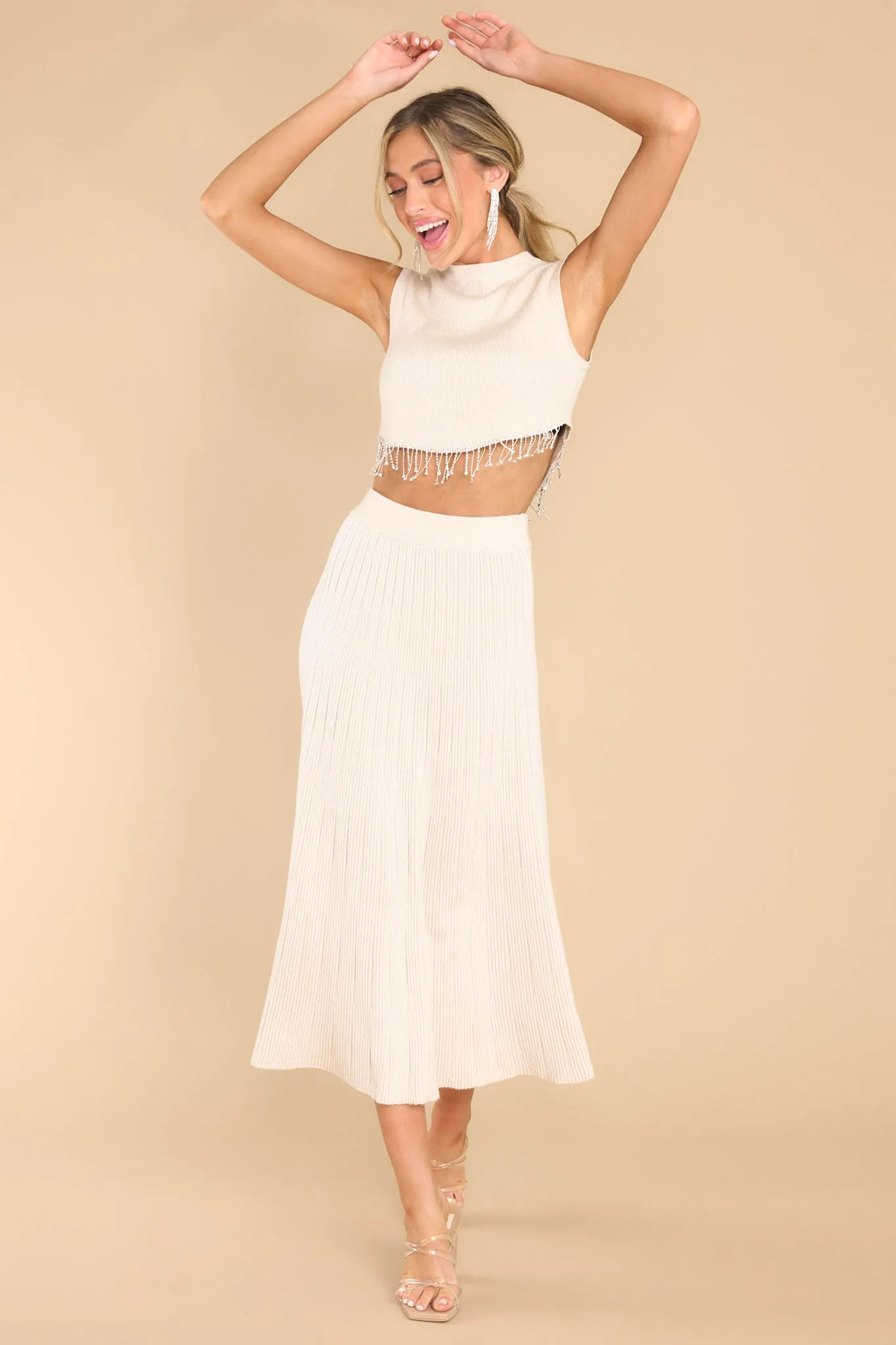 Playing For Keeps Taupe Maxi Skirt