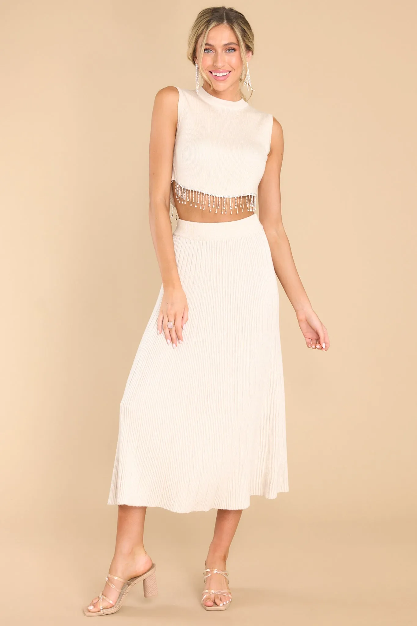 Playing For Keeps Taupe Maxi Skirt