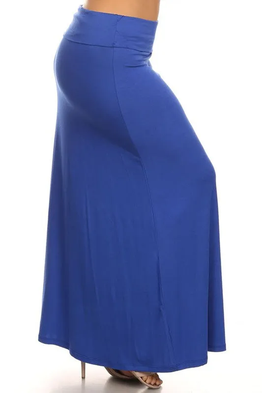 Plus size Solid high waisted a-line maxi skirt