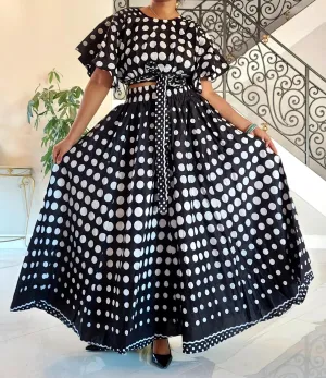 Polka Dot Crop Top Skirt Set