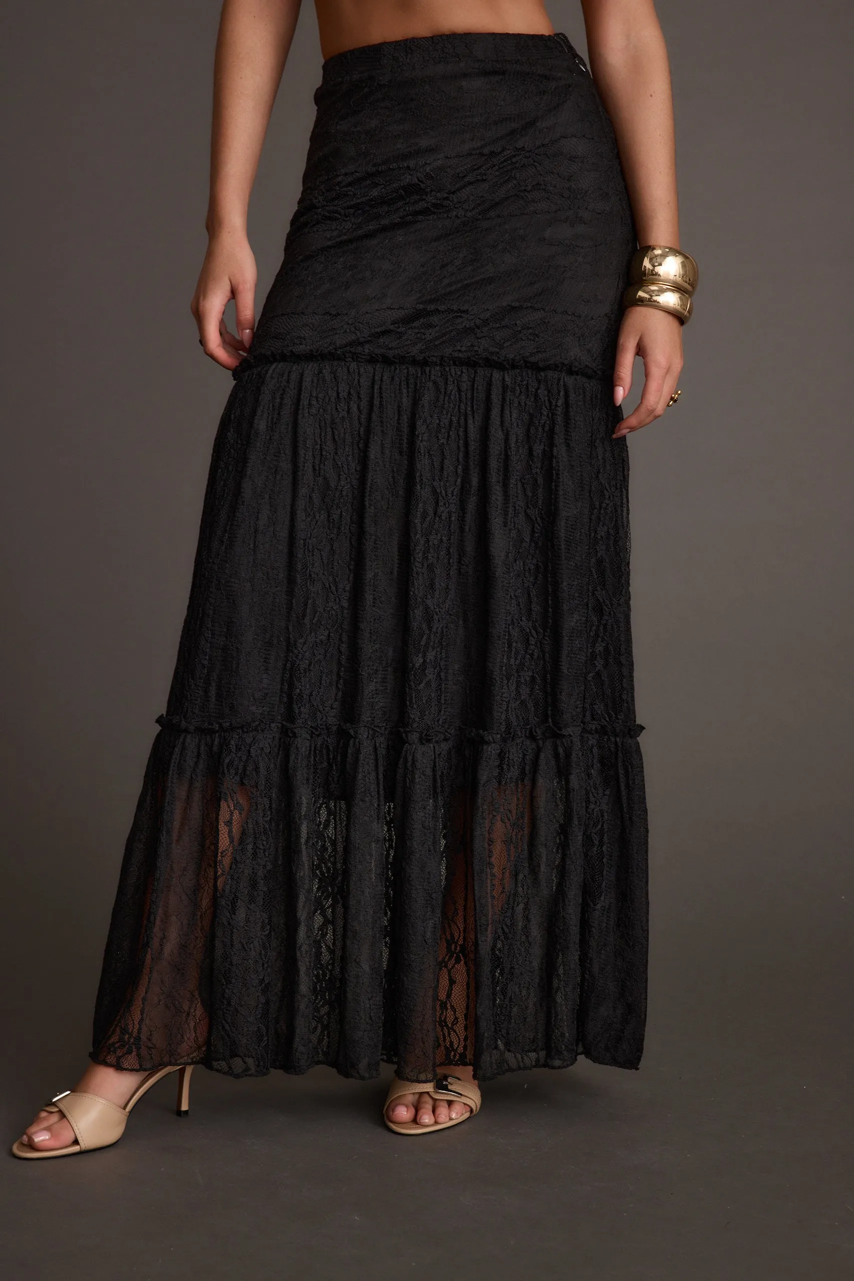 Poppy Black Lace Maxi Skirt