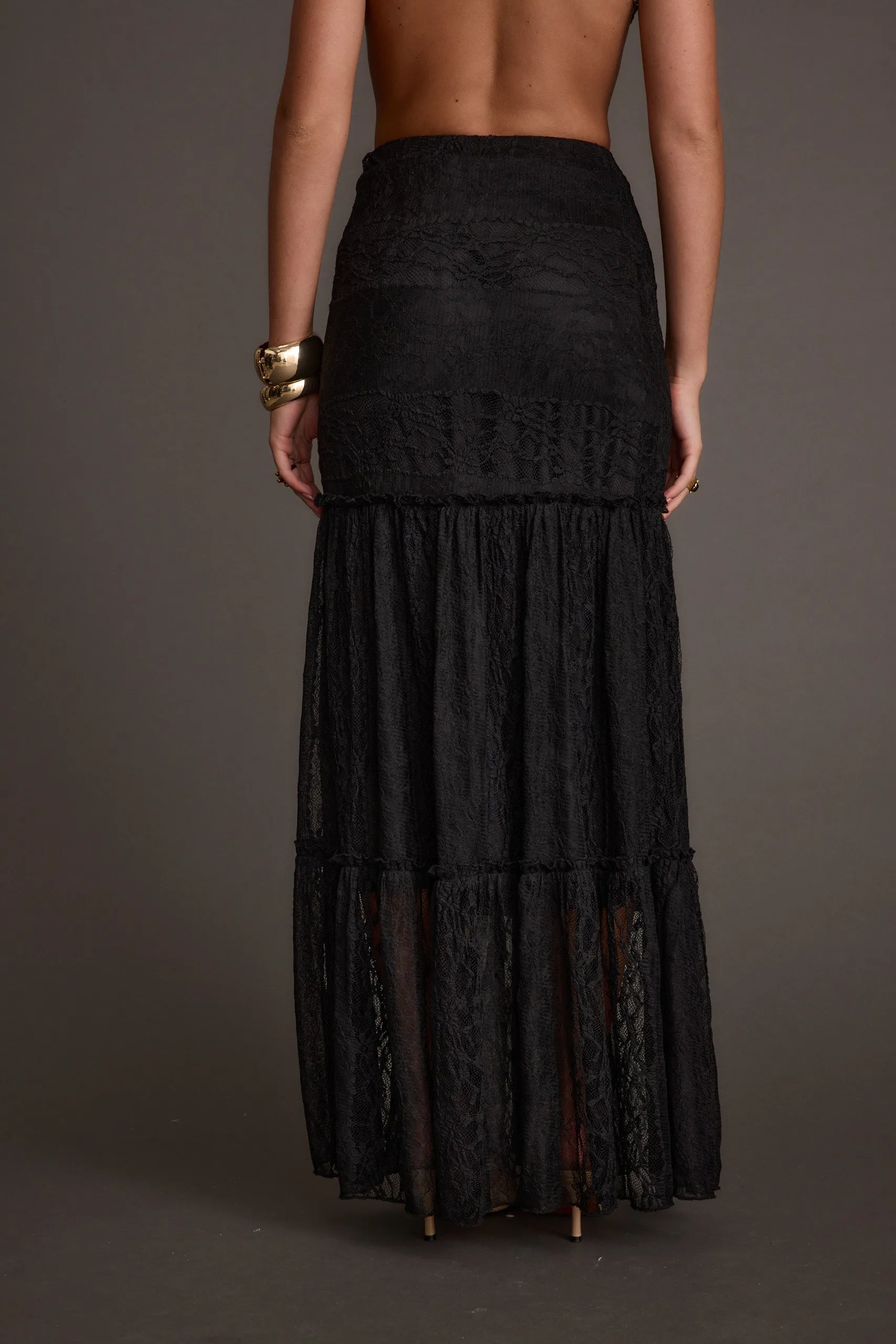 Poppy Black Lace Maxi Skirt