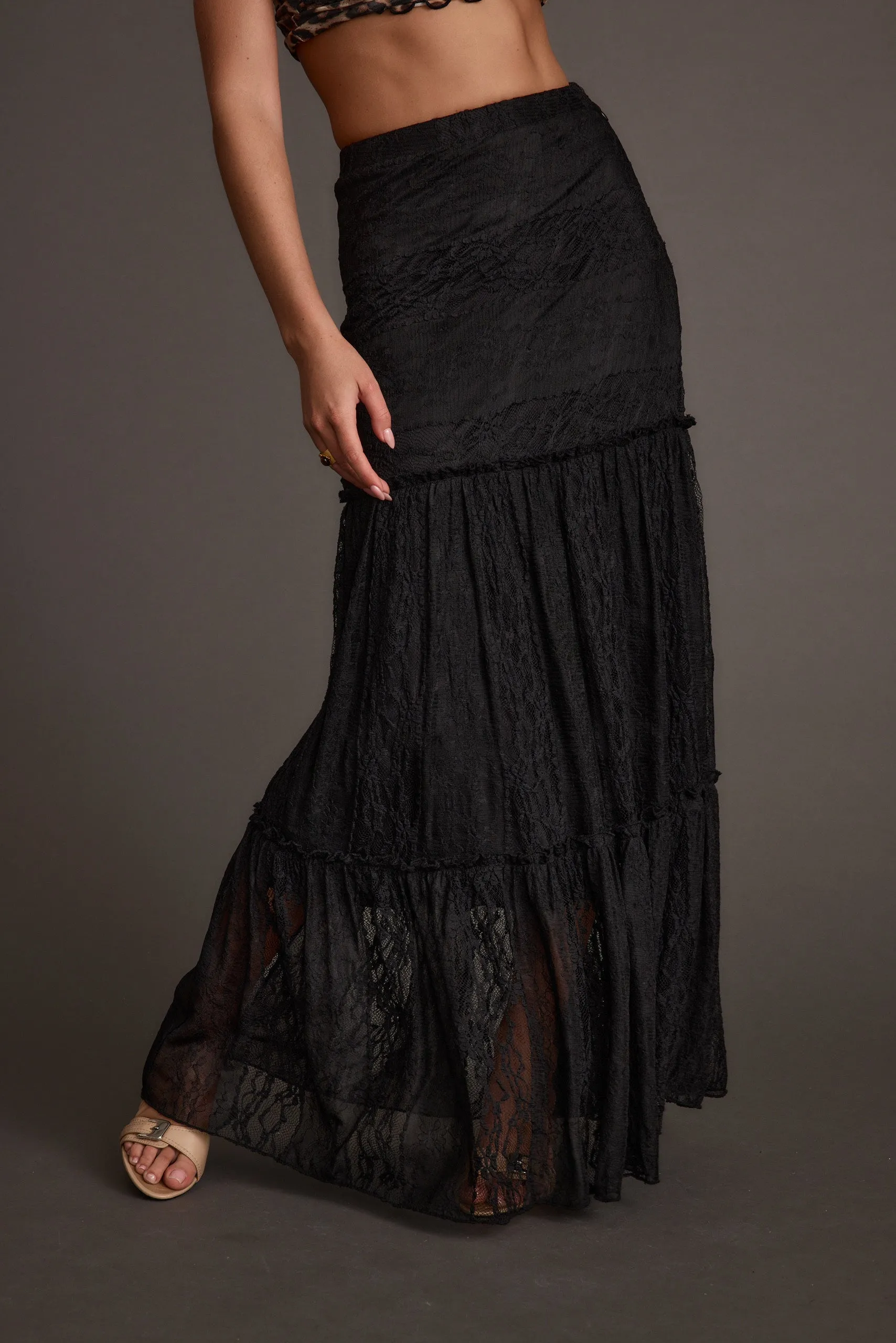 Poppy Black Lace Maxi Skirt