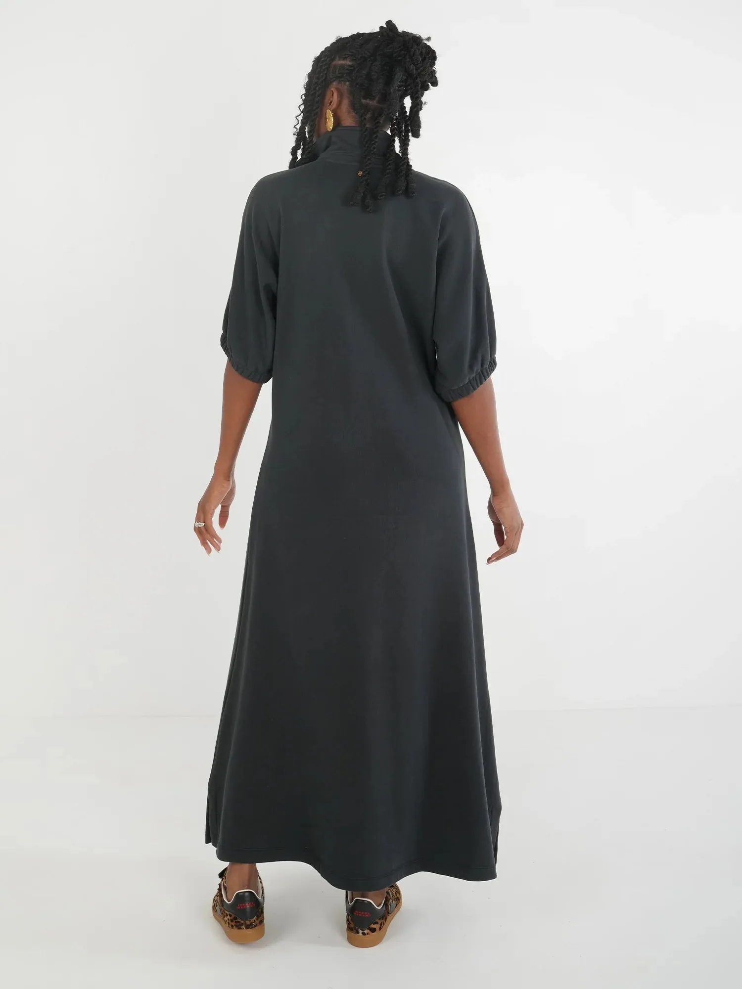 Poppy Maxi Dress - Black French Terry