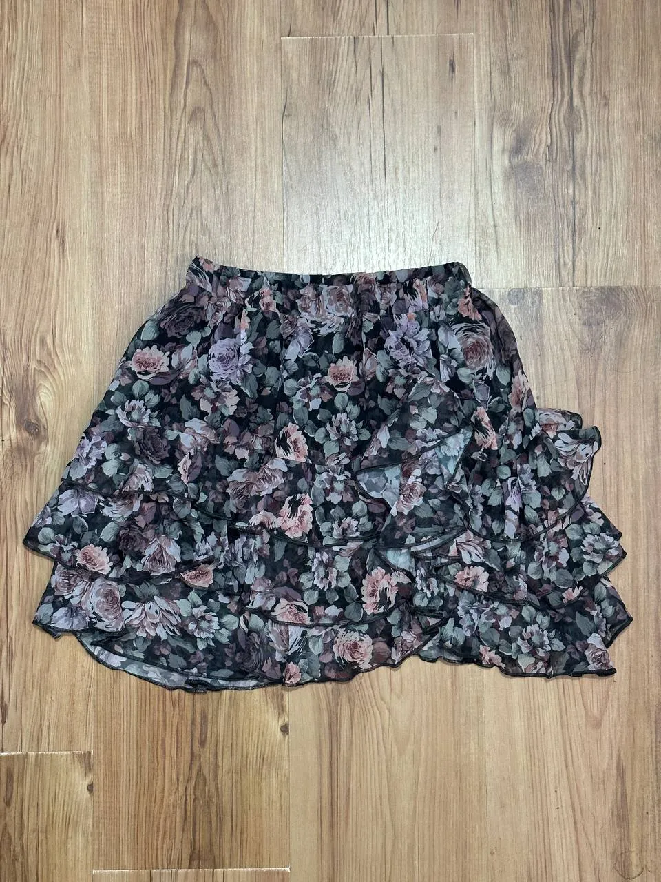 Printed Chiffon Mini Skirt