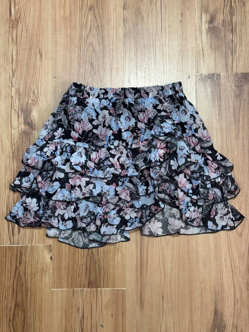 Printed Chiffon Mini Skirt