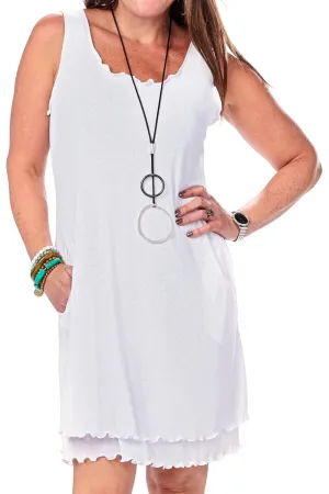 Rapz Pocketed Layered Dress, White (4371)