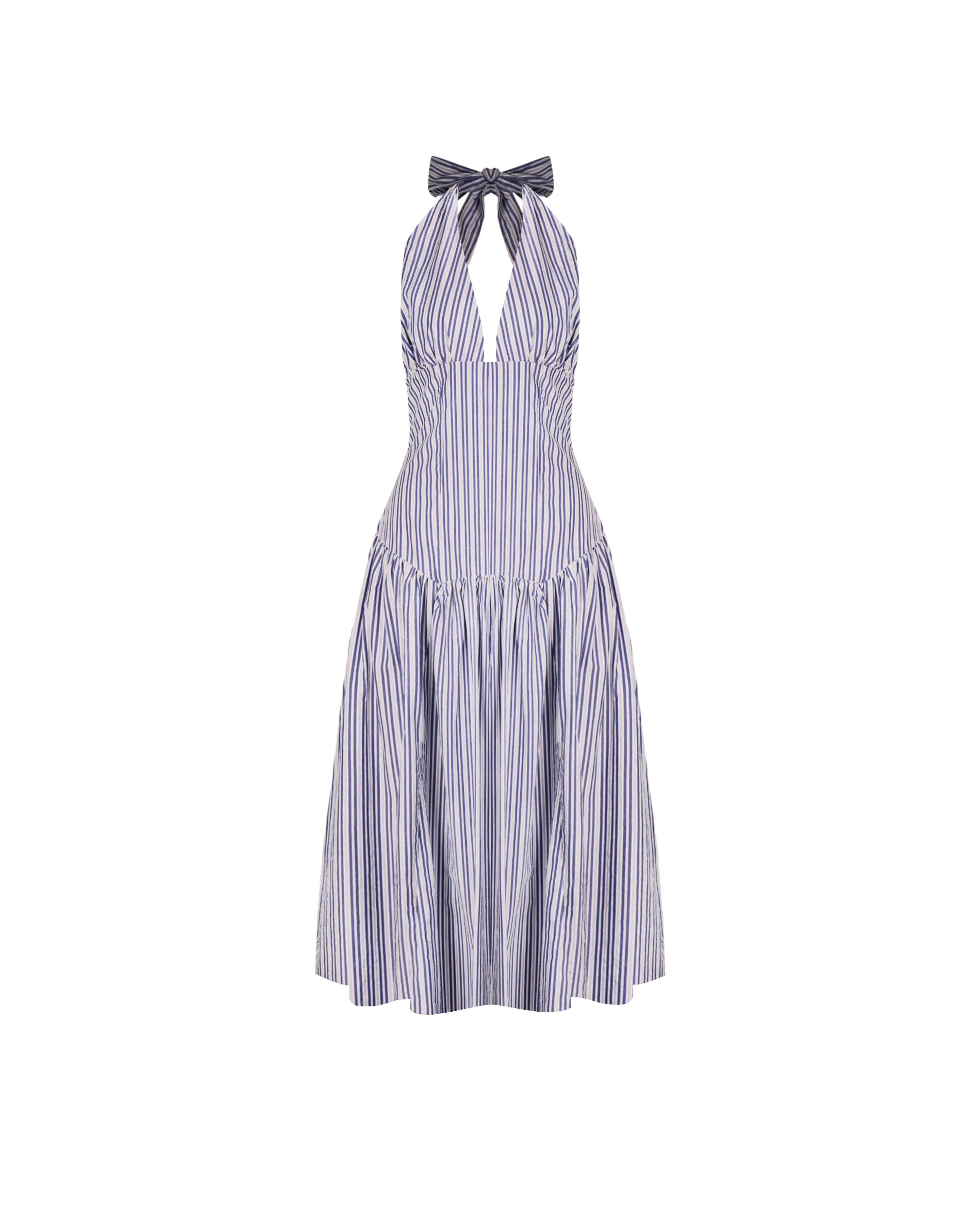 RELAXE HALTER DRESS NAVY STRIPE