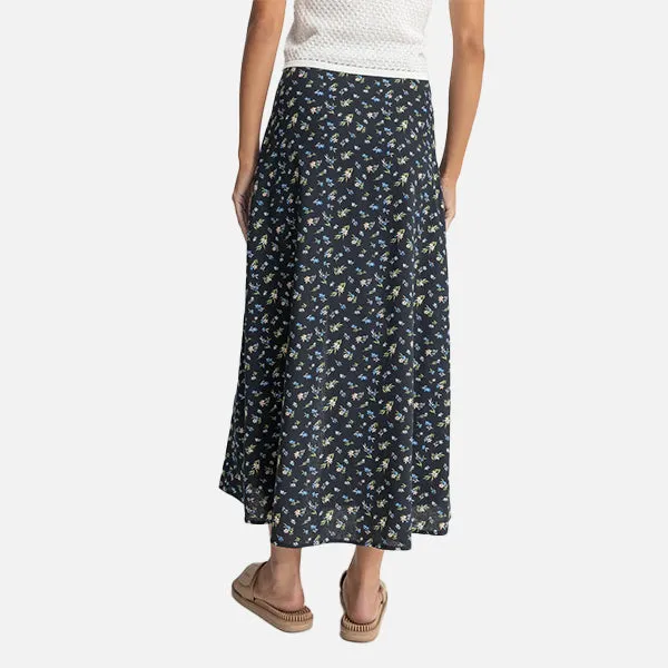 Rhythm Fleur Floral Button Front Maxi Skirt - Black