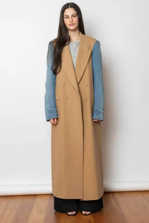 Rinko Denim Sleeve Coat - Camel